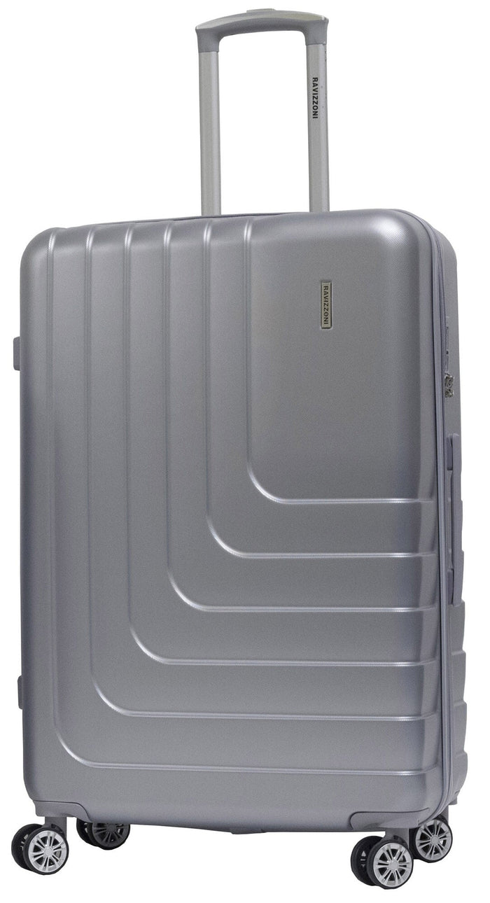 Set 3 Valigie Trolley Rigide in ABS 4 Ruote TSA Ravizzoni Titanio Silver
