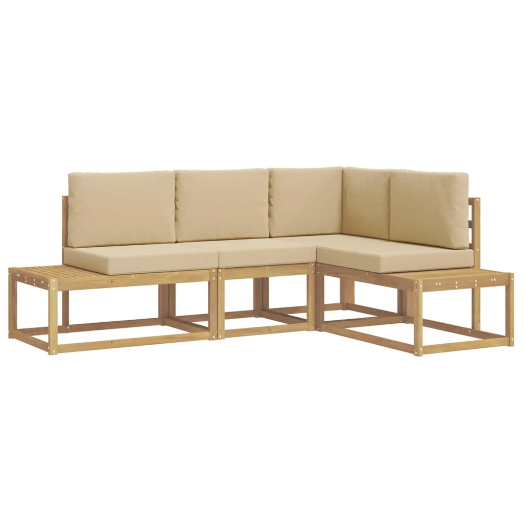 Set di divani da esterno 3 Pezzo Bianco e Beige Poliestere 3388187