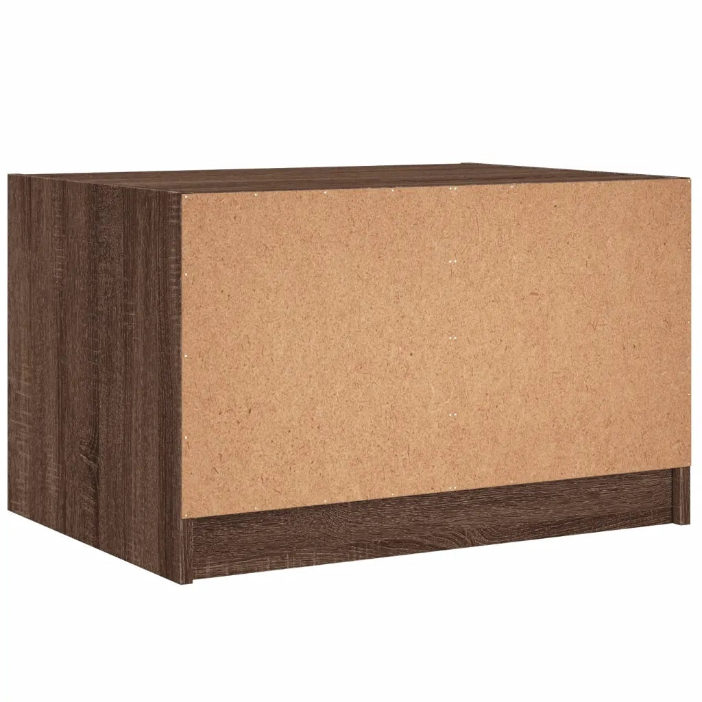 Tavolino da salotto | Tavolino da caff¨¨ | Tavolino da Soggiorno con Ante in Vetro Rovere Marrone 68x50x42cm