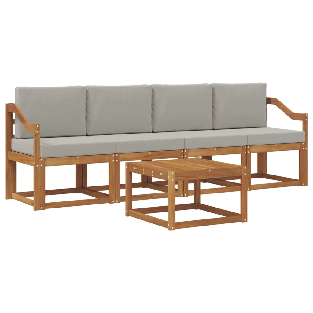 Set di divani da esterno 5 pcs Grigio Naturale e Chiaro 3365989