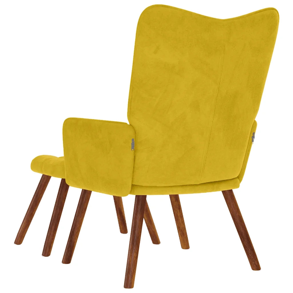 Divano Sedia-Poltrona Relax con Sgabello in Velluto Giallo