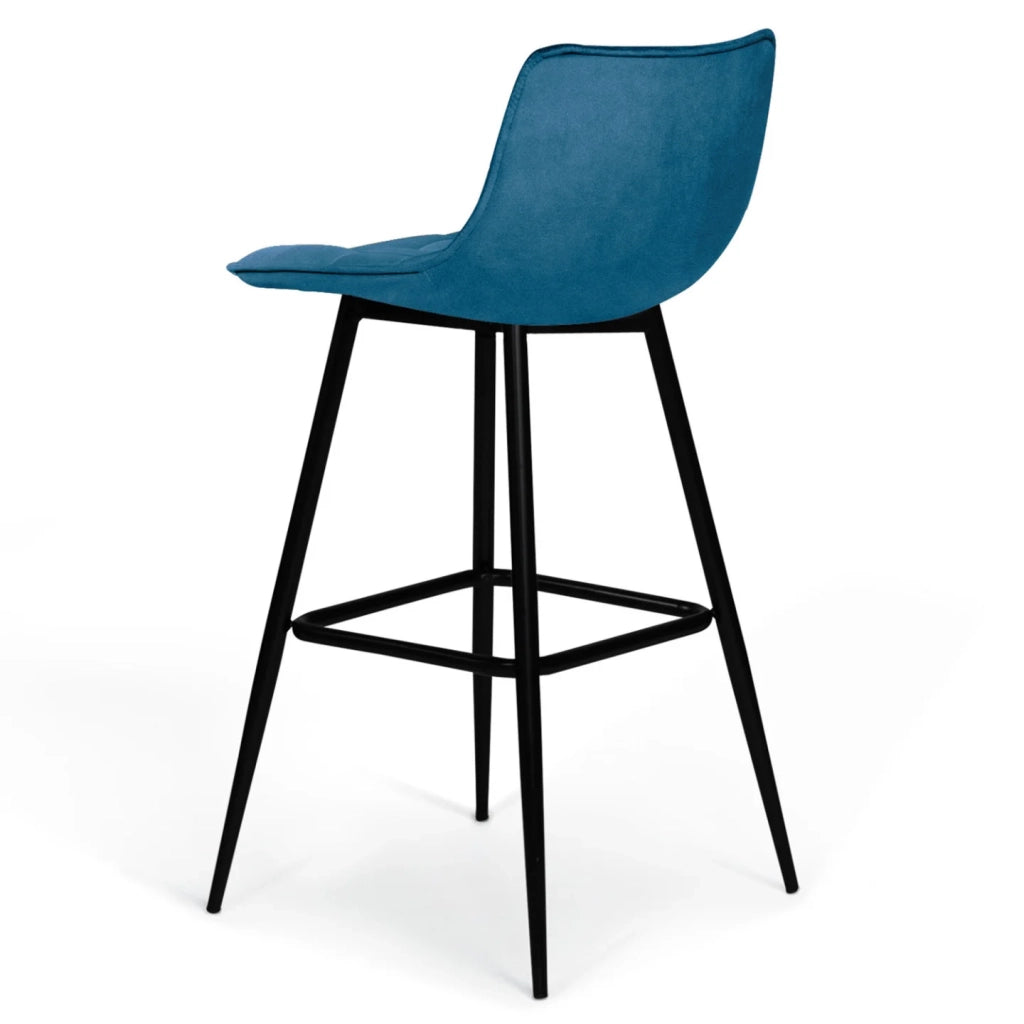 IDMarket - Set di 4 sgabelli da bar MADY in velluto blu