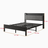 Letto 140x200cm LED - Xylo - USB testiera metallo facile montaggio