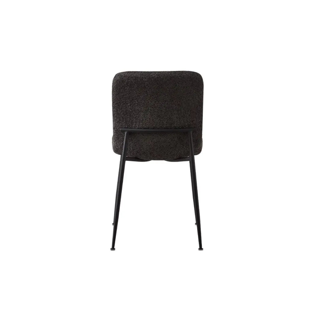Sedia ALICE – Tessuto bouclé grigio e gambe in metallo nero – Eleganza e comfort moderno