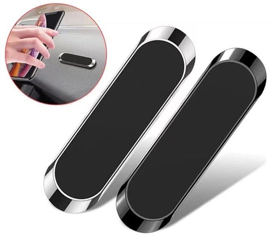 Supporti magnetici per telefono, 2 pezzi. Supporto per telefono nero e argento per cruscotto auto e camion. Set di fissaggio universale con adesivo e magneti per tablet e smartphone. Supporto per telefono per auto.