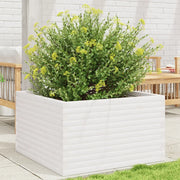 Fioriera da Giardino-Vaso da Esterno Bianca 80x80x46 cm Legno Massello di Pino