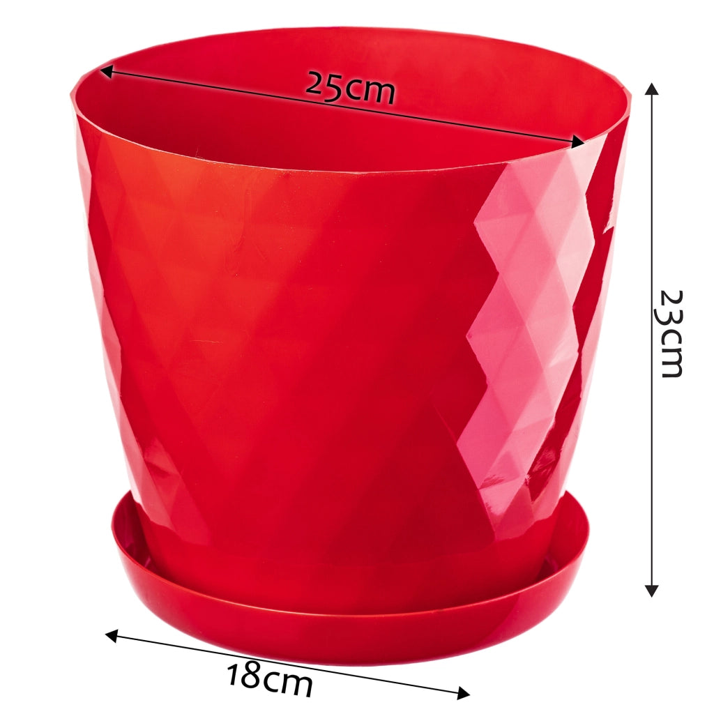 Vaso da fiori KADAX, coprivaso, 25 cm, supporto per fiori, plastica rossa, 3 pezzi.