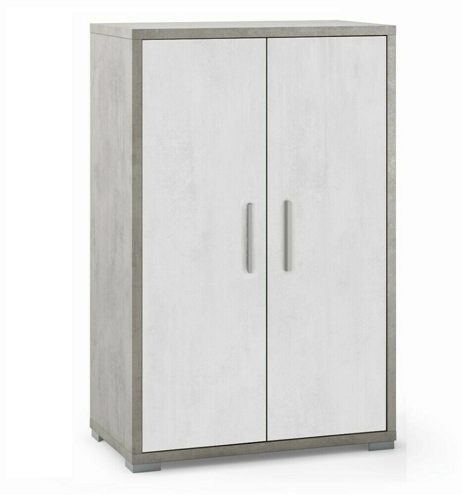 Mobile Armadio 2 ante H110 L71 P41 Cm Strutura color cemento frontali bianco ossido Dd270k Sarmog