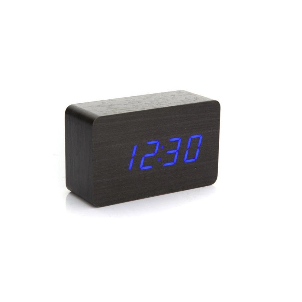 Trade Shop - Orologio Moderno Effetto Legno Wooden Usb/aaa Light Led Digital Alarm Clock -
