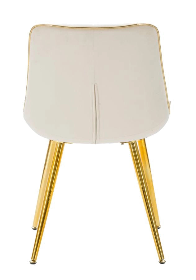 Set 2 Sedie Imbottite 51x59x79 cm in Poliestere Paris Crema e Oro