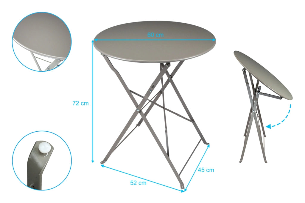 Set tavolo e sedie da giardino pieghevoli tortora – Positano TRSP03PO