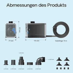 CHJ-3000 Pompa da Laghetto, 3000 l/h 55 W, controllo del flusso, per circolazione acqua