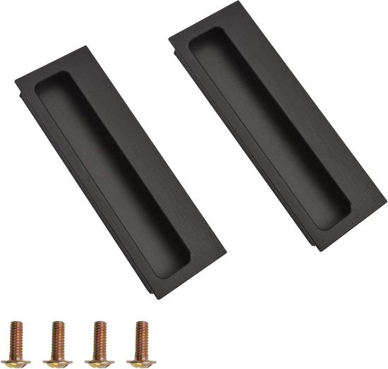 Manubri di apertura per porte scorrevoli e cassetti a molla 2 pezzi - Manubri con viti in acciaio inossidabile - Per porte scorrevoli e cassetti - Nero