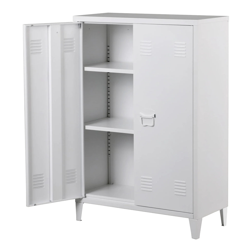 Armadio armadietto per ufficio mobiletto portaoggetti per ufficio officina camera da letto mobiletto per ufficio in metallo con 2 ante 110 x 75 x 33 cm bianco 03_0006334
