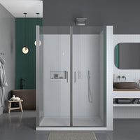 Box doccia 2 lati 90x130 cm fisso + porta 2 battenti cristallo 8mm profilo SATINATO H200 cm BALDO