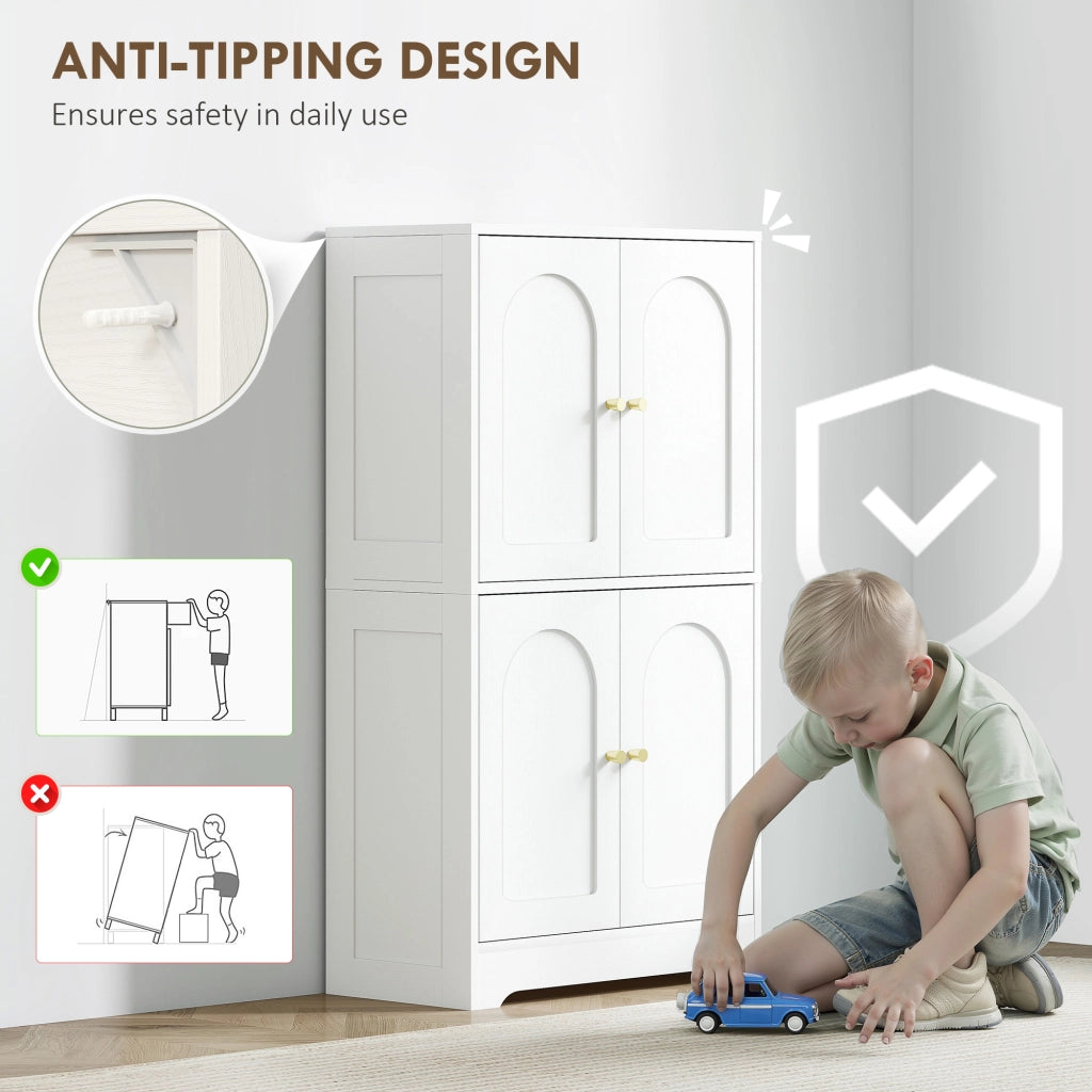 Credenza Cucina in Legno con 2 Armadietti. 4 Ante. 2 Ripiani Regolabili. per Sala da Pranzo. Soggiorno. Bianco