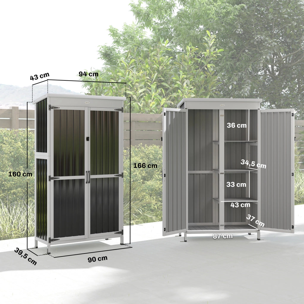 Armadio da Giardino in Legno e Acciaio ¨C zephmum ¨C Nero 94x43x166cm