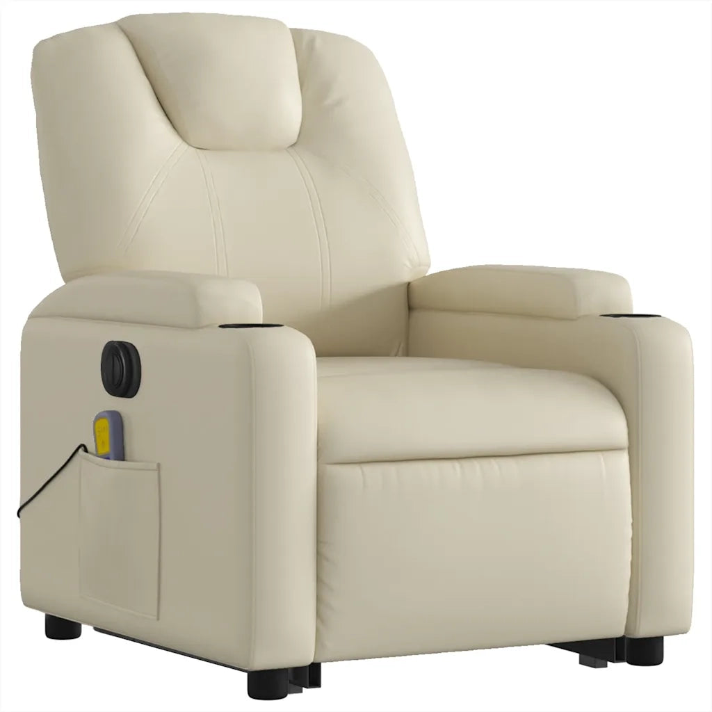 Poltrona Alzapersona Elettrica Reclinabile Crema in Similpelle 3204452