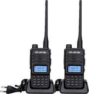 Radio a due canali a lunga distanza con funzione di allarme, doppia banda, 200 canali, DTMF, FM, VOX, 1400 mAh, radio ricaricabile per caccia e escursioni - Nero, 2 pezzi