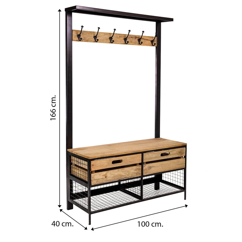 Console in legno e metallo 100x40x166