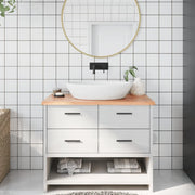 Piano Bagno Marrone Chiaro 100x40x2 cm Legno Massello Trattato 3156128