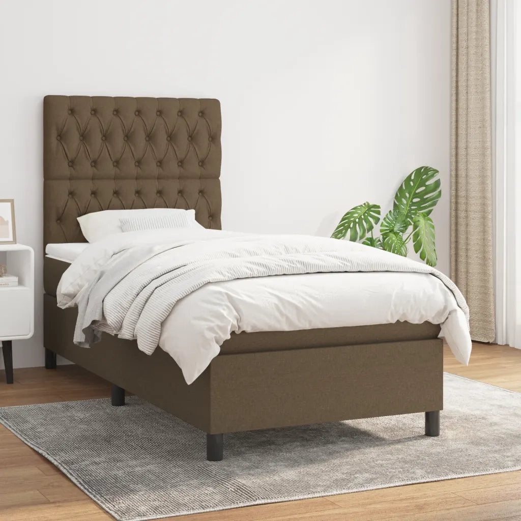 Giroletto a Molle con Materasso Marrone Scuro 90x190cm Tessuto cod mxl 34623