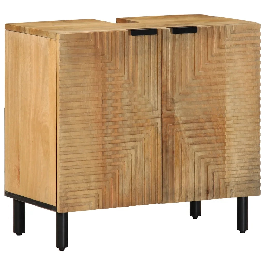 Set Mobili da Bagno 2pz Marrone in Legno Massello di Mango 3310006