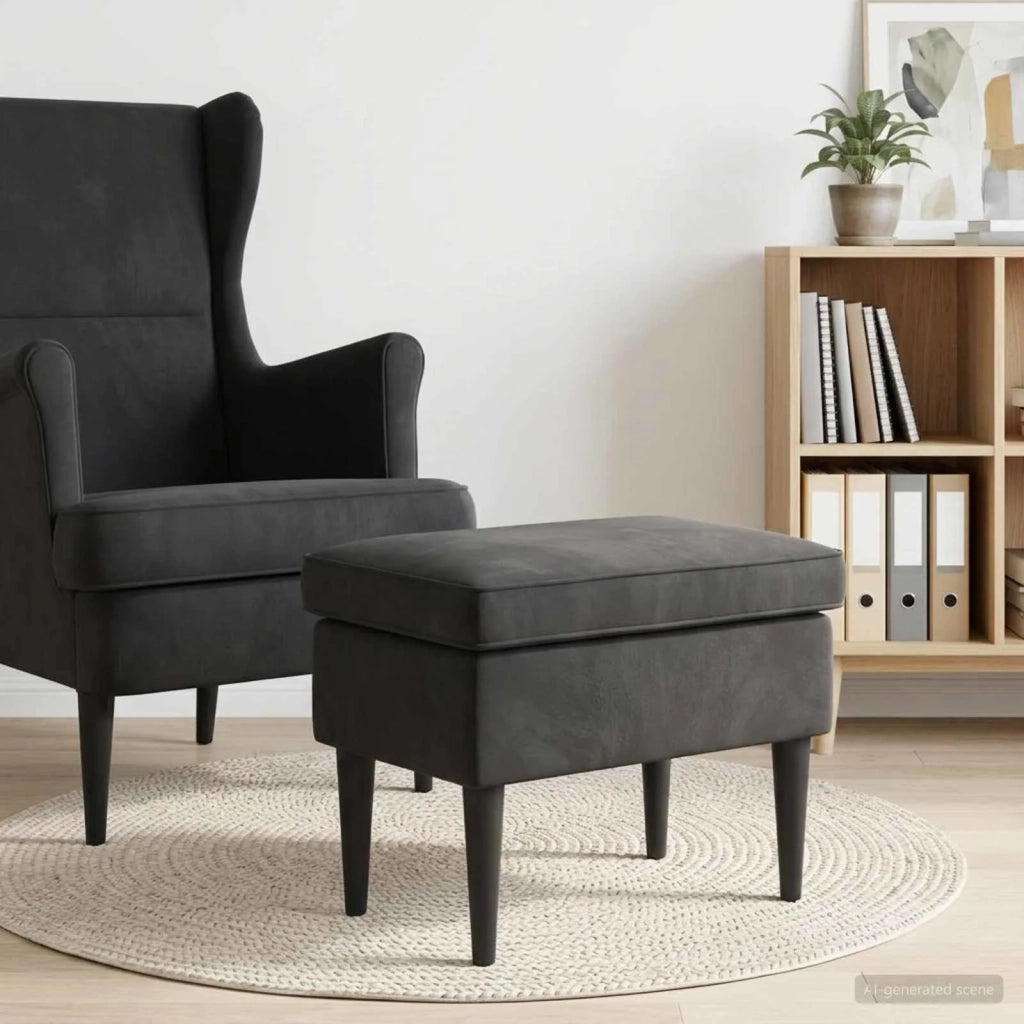 Poggiapiedi Nero 55 x 35 x 41 cm Velluto 42029991