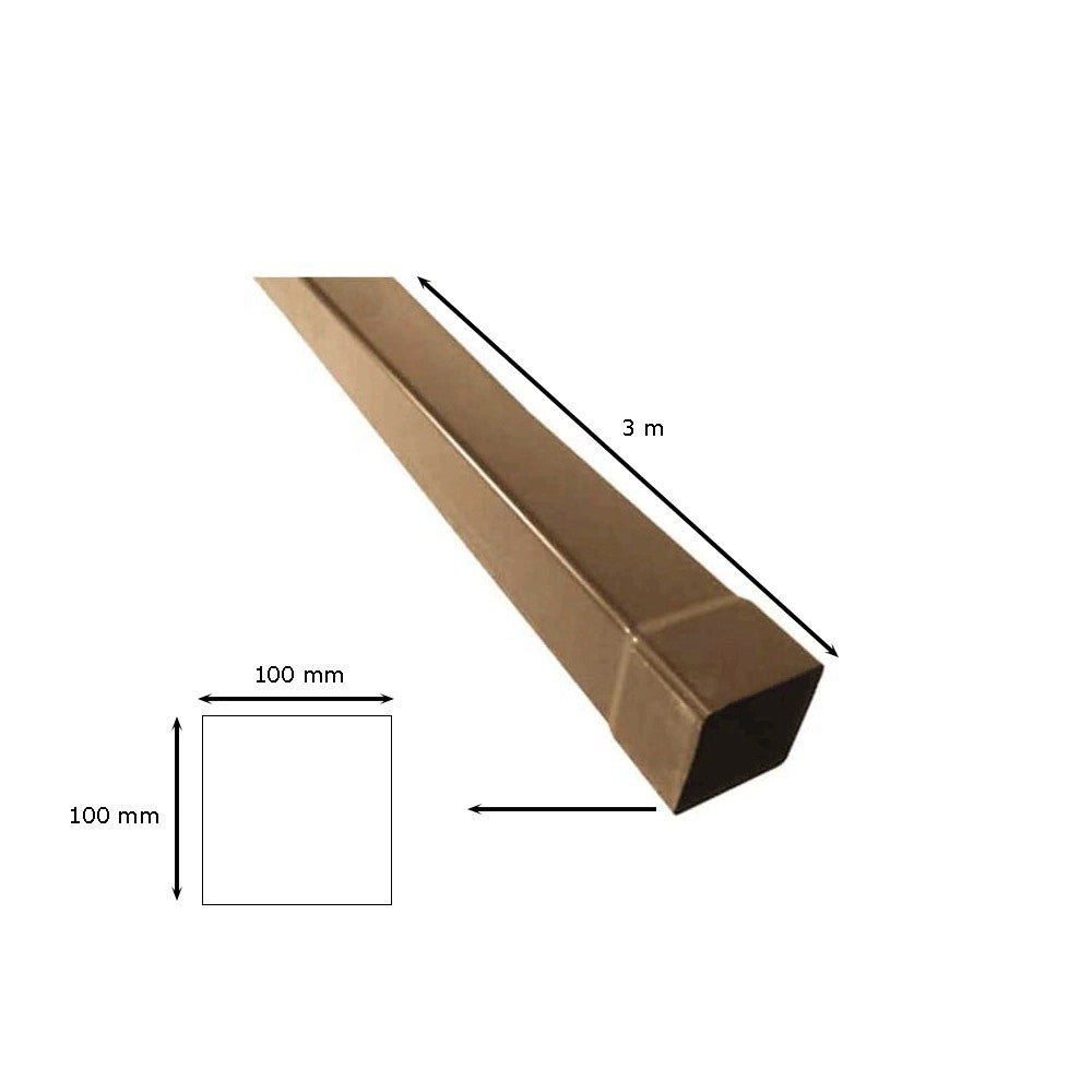 Tubo in pvc marrone/grigio quadro : Colore - Marrone, Diametro - 100x100 Quadro, Metri Lineari - 3 metri