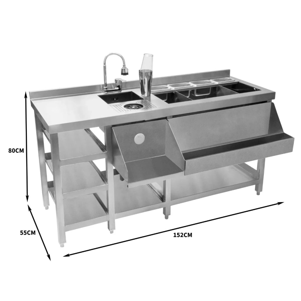 Cocktail Station Barman Postazione Bancone Barman Pozzo Ghiaccio Lava Bicchieri