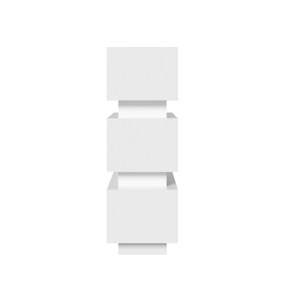 COMODINO con LED e USB/Type-C 20x40x59,5 cm Bianco, Set da 2 pezzi
