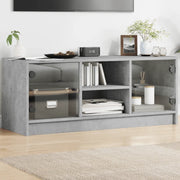 Mobile Porta TV con Ante-Mobile per TV-Credenza TV in Vetro Grigio Cemento 102x37x42 cm 147573