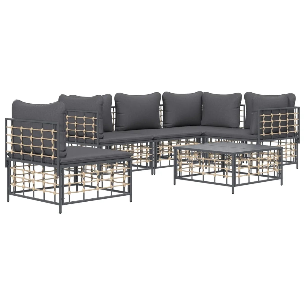 Set Divani da Giardino 6 pz con Cuscini Antracite in Polyrattancod mxl 76580
