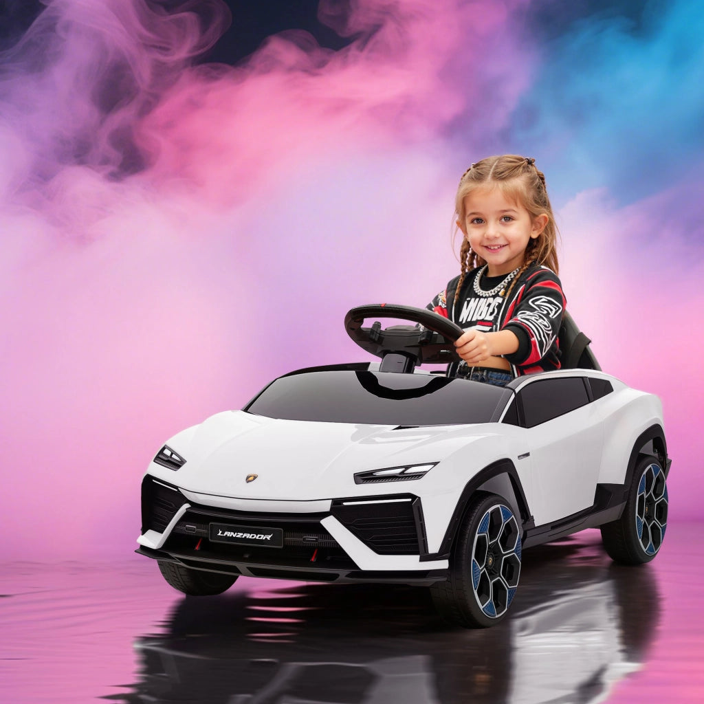 Macchina Elettrica per Bambini Licenza Lamborghini con Clacson e Telecomando, 101.5x49x43 cm, Bianca