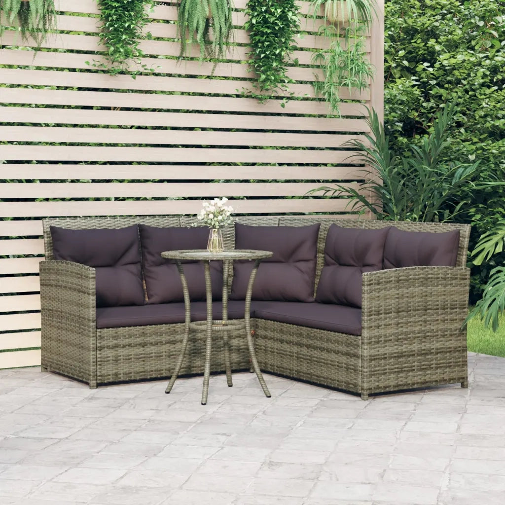 Set Divano a L con Cuscini 2 pz Grigio in Polyrattan 319658