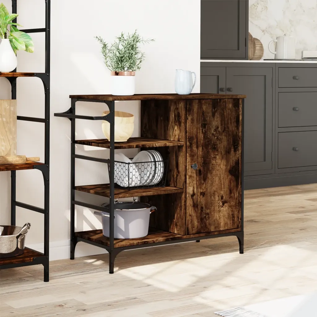 Carrello Cucina Rovere Fumo 87,5x38,5x84,5 cm Legno Multistrato 842388