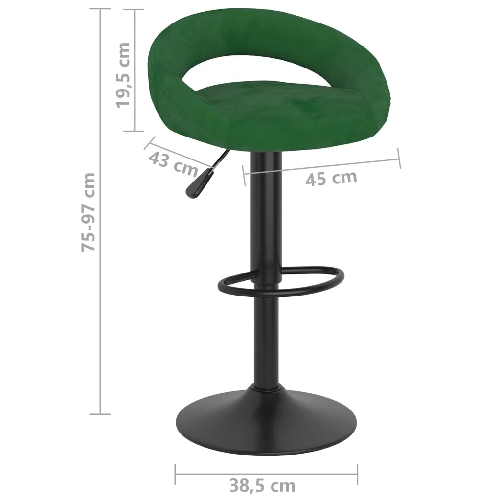 vidaXL Sgabelli da Bar 2 pz Verde Scuro in Velluto