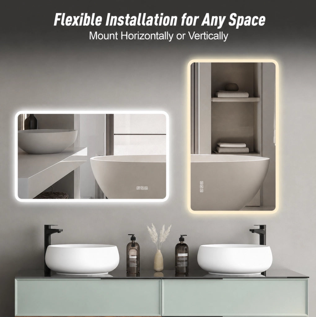 Specchio bagno LED ULEVR con funzione antiappannamento, 3 temperature di colore, dimmerabile e IP44