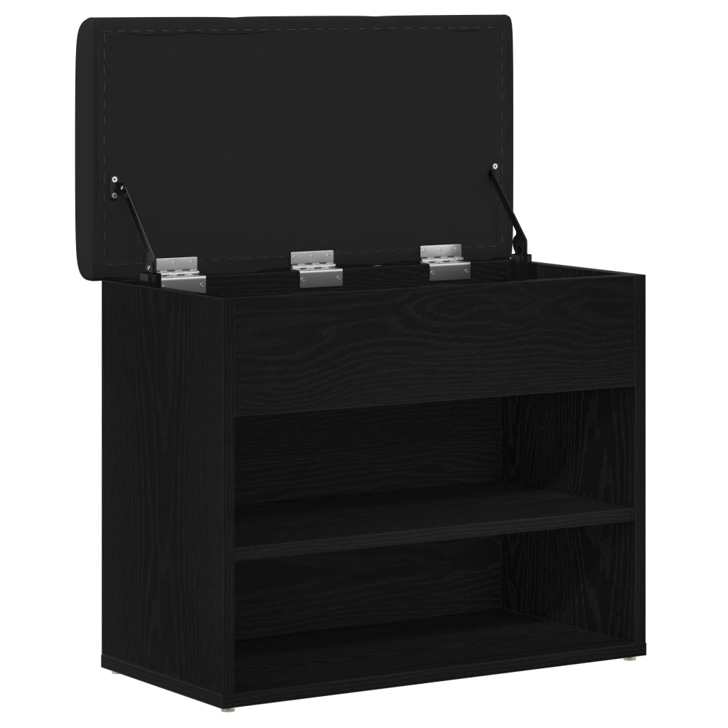 Panca di stoccaggio in legno ingegnerizzato colore rovere nero 60x30x48 cm