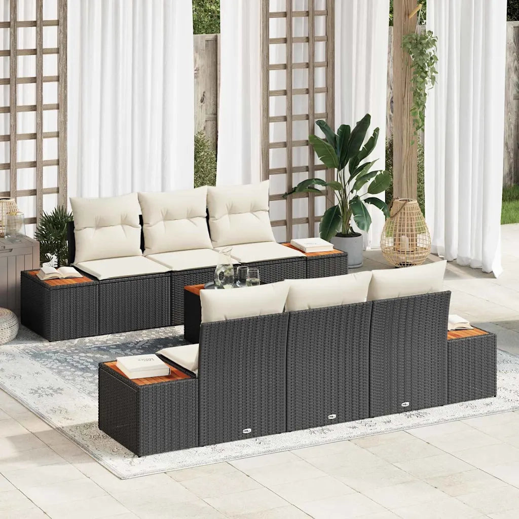 Set Divano da Giardino con archiviazione 7 pcs Nero Poly Rattan 3356697
