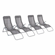 Set 4 lettini prendisole pieghevoli in textilene multiposizione,