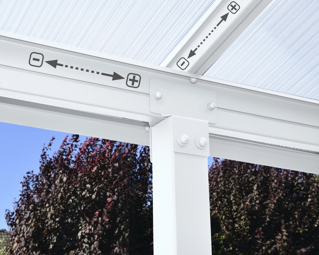 Pergola Addossata in Alluminio Olympia 3X9.8 m Bianco