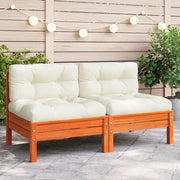 Divano Angolare Giardino Cuscini-Sofa da Giardino-Divanetto da esterno Marrone Cera Massello di Pino 843432