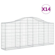 Cestini gabbioni recinzione a gabbia muro di contenimento ad arco 1 set da 4 200 x 30 x 80/100 cm ferro zincato argento 02_0040570