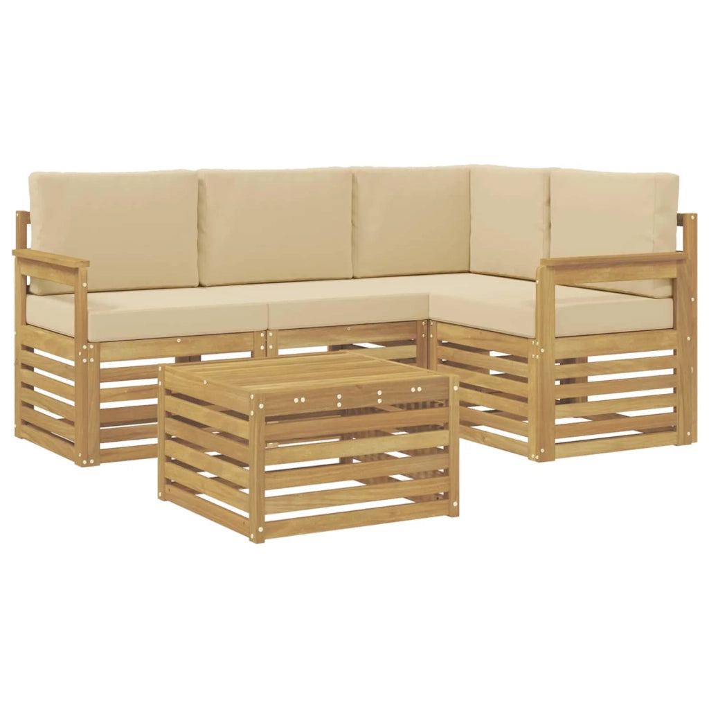 Set di divani da esterno 5 pcs Bianco e Beige 59 x 59 x 37 cm 3391783