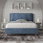 Letto imbottito Letto Matrimoniale alla Francese 140x210 cm Large - Con rete,Microfibra,Blu