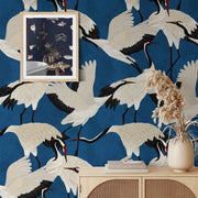 Carta da Parati Aironi Blu Carta Vegana 250x200cm 5,5mq 