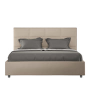 Letto imbottito Matrimoniale 160x190 cm Mika - Similpelle,Tortora,Con rete