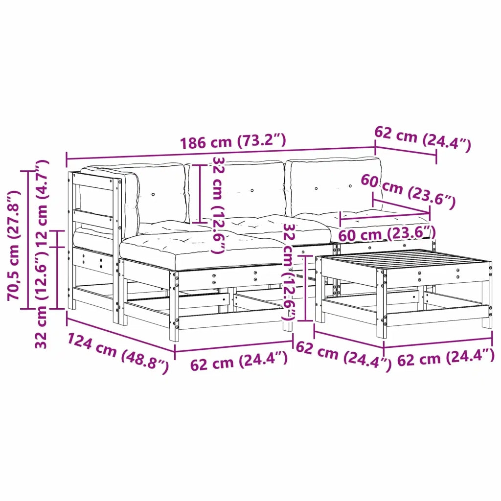 Set Lounge da Giardino 5 pcs Marrone Cerato