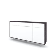 Credenza 3 ante/3 cassetti VELBRUK nero pietra/bianco lucido